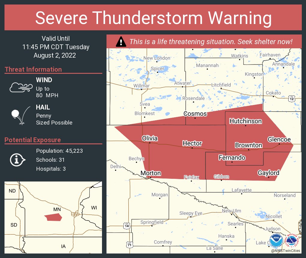 NWS Twin Cities on Twitter "Severe Thunderstorm Warning continues for