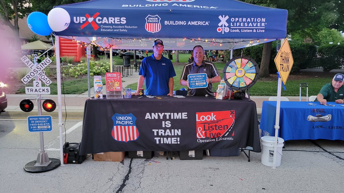 Union Pacific, Metra and ILOL volunteers had over 600 people pass by their booth at National Night Out in Arlington Heights.