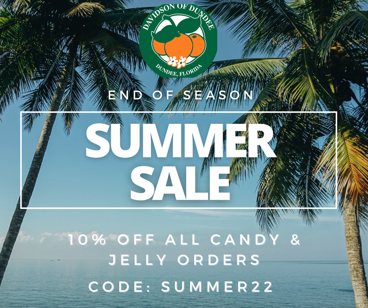 Davidson_Dundee's tweet photo. End of Season Summer Sale! 

10% off ALL Candy &amp; Jelly:

SUMMER22
 
https://t.co/K7SHuGzJ7B 

As Summer winds down and we begin preparing for our busy season, this may be our last chance to share a discount with our closest friends! 

#Summer #Summer22 #SummerVibes 
 
Thru 8/17 https://t.co/wAiI6wuxUh