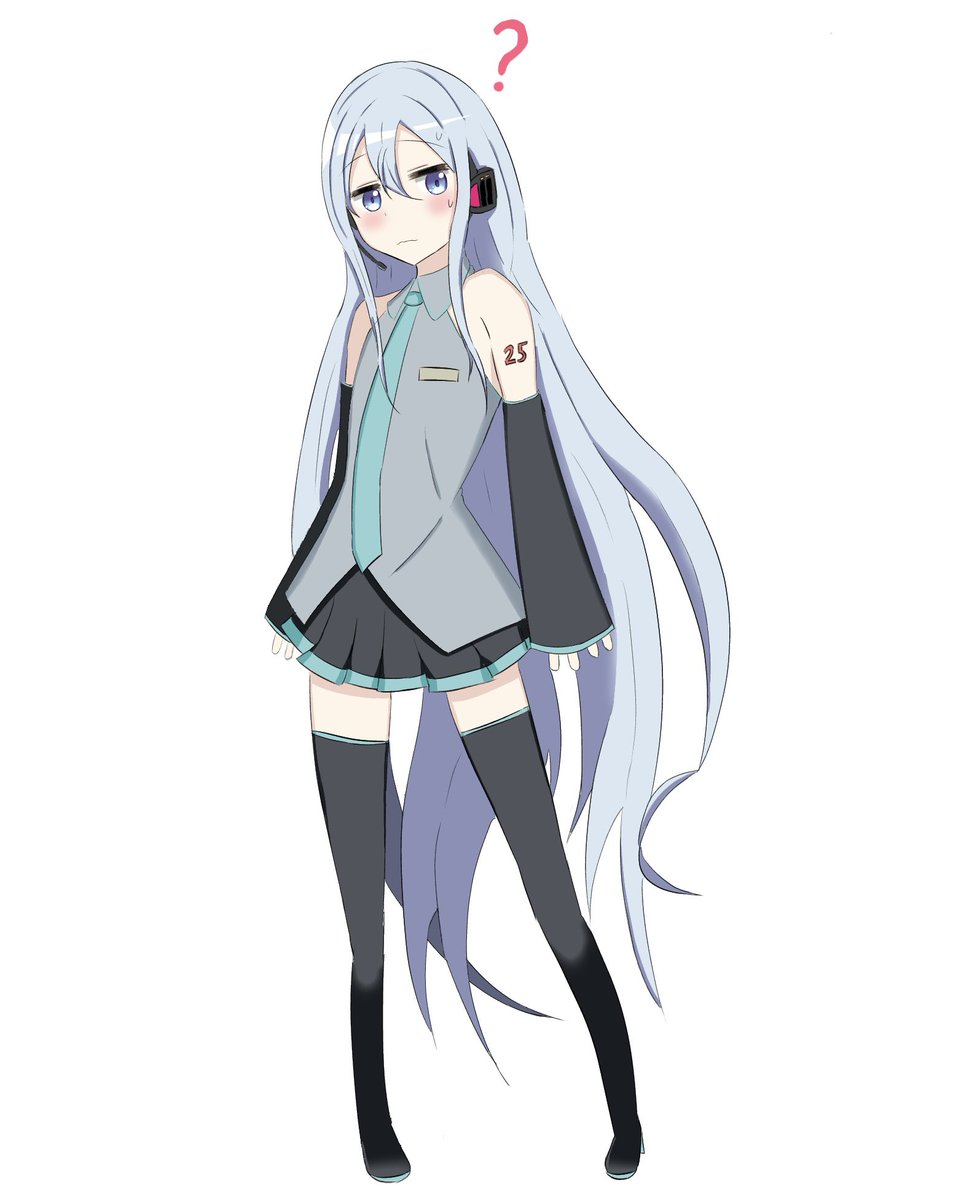 hatsune miku 1girl long hair solo thighhighs skirt ? detached sleeves  illustration images