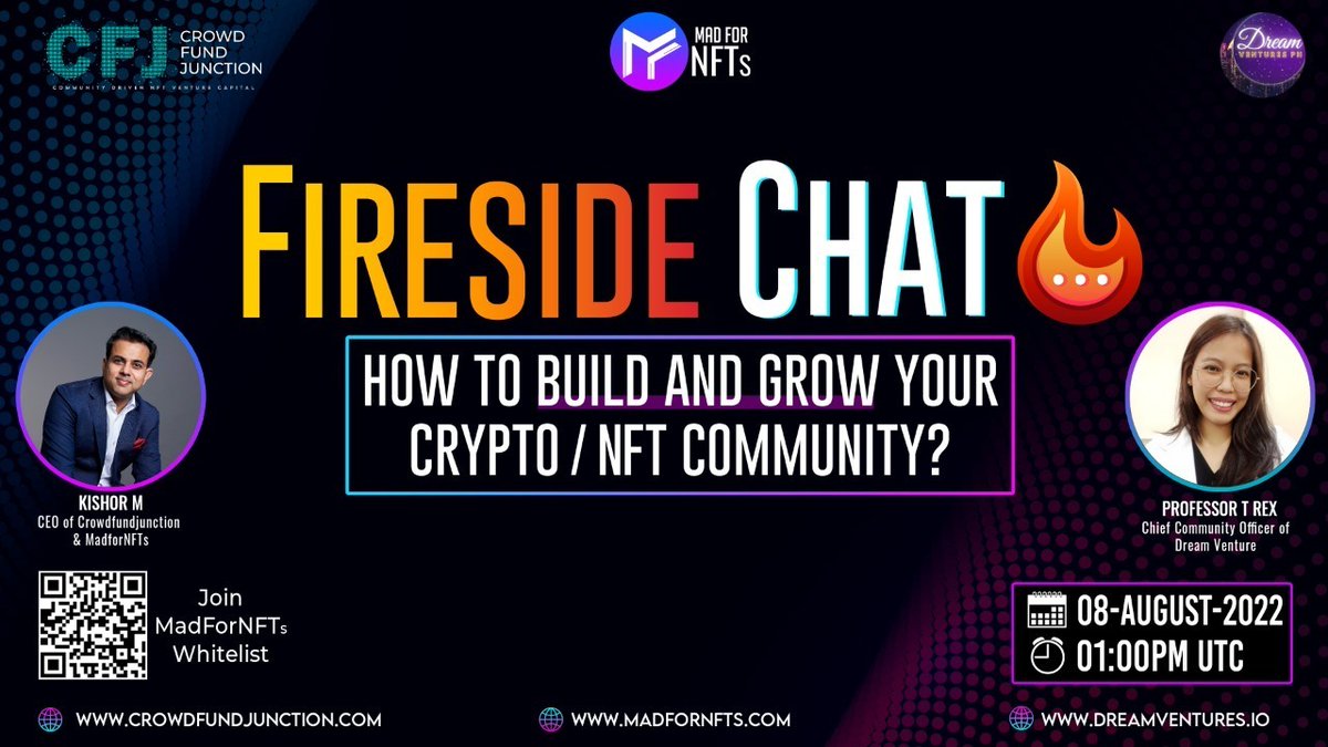 madfornft's tweet photo. 🔥We are back with our amazing Fireside Chat session happening with @dreamventuresph, Chief Community Officer of Dream Ventures &amp; with @Mkishor_CFJ CEO @CrowdFJ  &amp; @MFNOfficial_ 

Space Link https://t.co/EnDHCey8Bb

Set a Reminder Now👆 https://t.co/DS3vIB9zqG