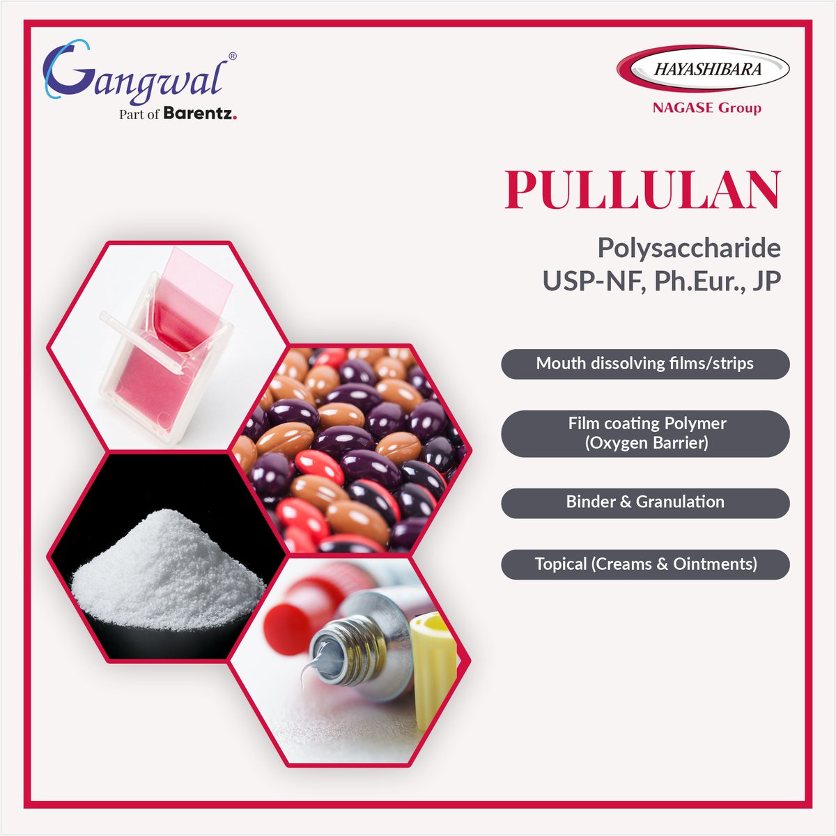GangwalChemica1's tweet photo. Pullulan is a neutral polysaccharide that consists of maltotriose units.
It is used in a wide range of products and is commercially produced with starch syrup as a substrate by fermentation.
#odf #coatingagent #binders #pharmaceuticalindustries #oxygenbarrier https://t.co/Ho3yCQ9gr6