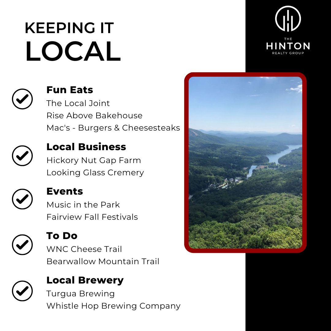 HintonRltyGroup's tweet photo. Located just a few minutes from downtown #Asheville is the quiet #farmingtown of Fairview. Fairview is a great choice for those looking to be tucked into the mountains with a little less traffic than Asheville. 
#THRG #planguideadvise #localbuisness https://t.co/9W4Zt0rgpd