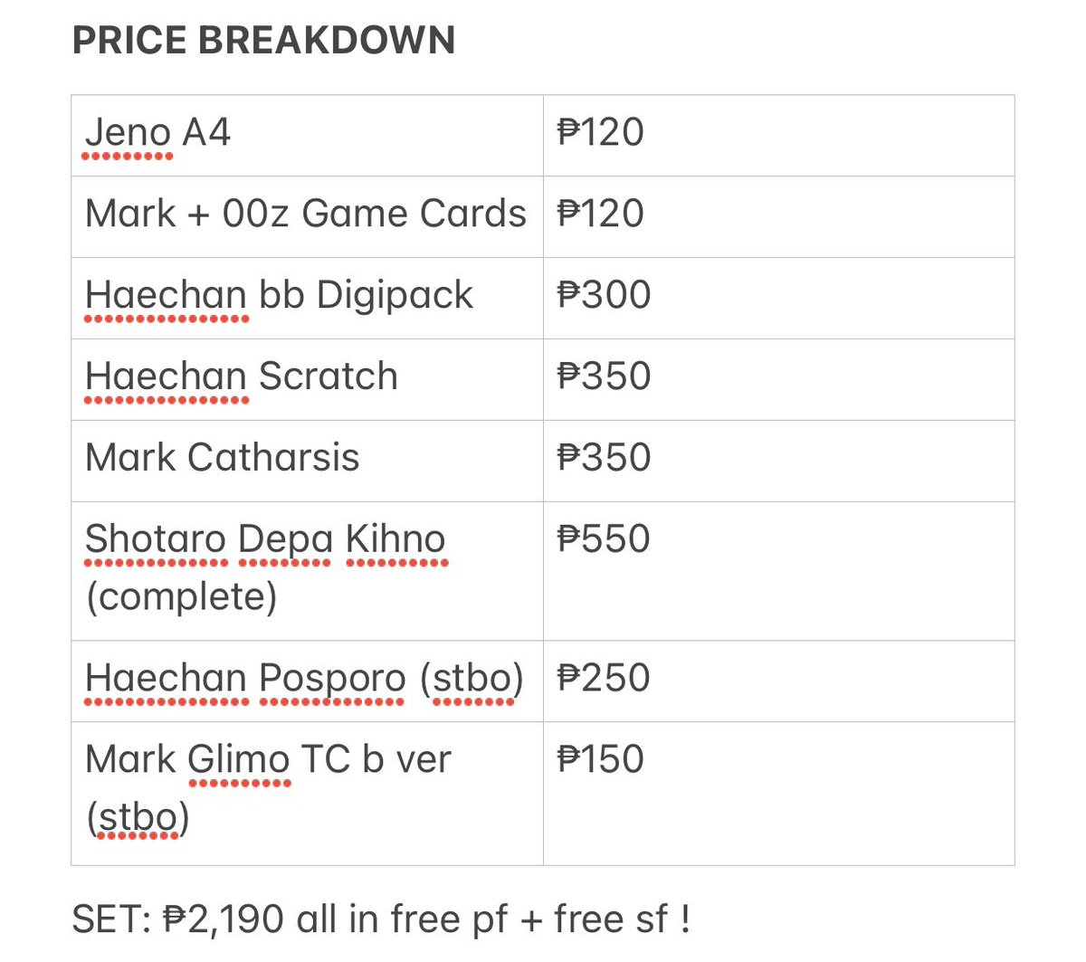 najaemcarteu's tweet photo. wts lfb ph nct
- Haechan Posporo Set ! -

- jeno sg22 a4 poster, mark lee sg21 gaming cards, 00z game cards, haechan beatbox digipack, mark catharsis, haechan scratch, shotaro departure kihno — stbos: haechan posporo, haechan mixtape, mark glitch mode trading card concept b https://t.co/rMWE9k8Bdn