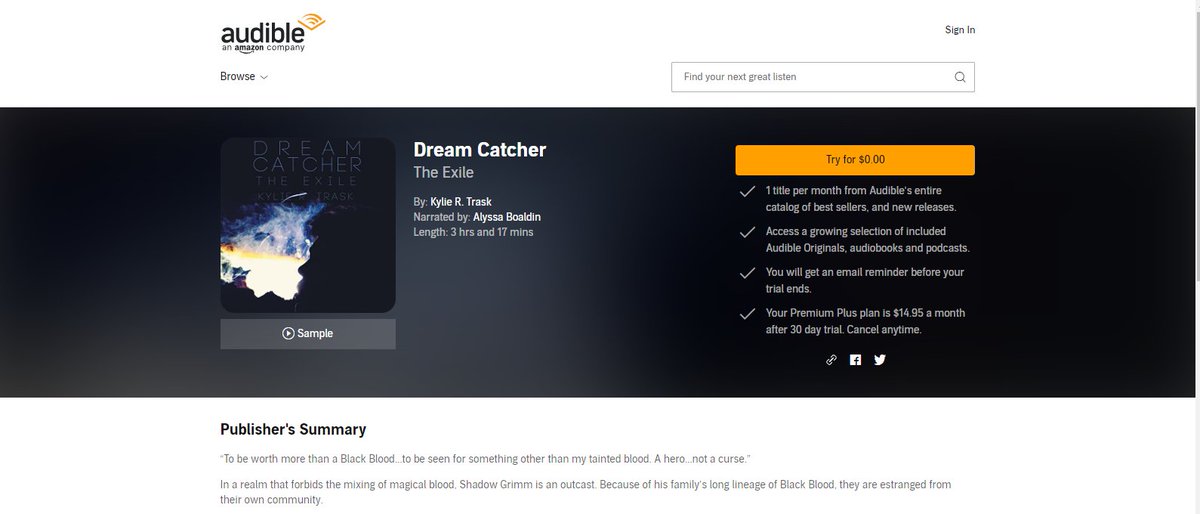 Audiobook dropped! If you like listening to books, Dream Catcher is now on audible! 🎉 #DreamCatcherTheExile #Audible