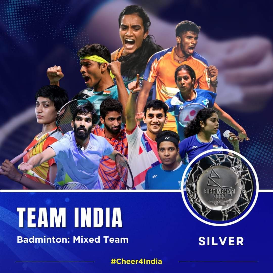 #CommonwealthGames2022 की बैडमिंटन प्रतिस्पर्धा में भारतीय टीम (Mixed) ने रजत पदक जीतकर देश को गौरवान्वित किया है।
इस उपलब्धि के लिए आप सभी को हार्दिक बधाई एवं शुभकामनाएं। 

समस्त देशवासियों को आप सभी पर गर्व है।
<a href="/sunilbansalbjp/">Sunil Bansal</a> <a href="/myogiadityanath/">Yogi Adityanath</a> <a href="/UDivyq/">Uma Divyq</a> <a href="/DrDharmendraBJP/">Dr.Dharmendra Singh</a>