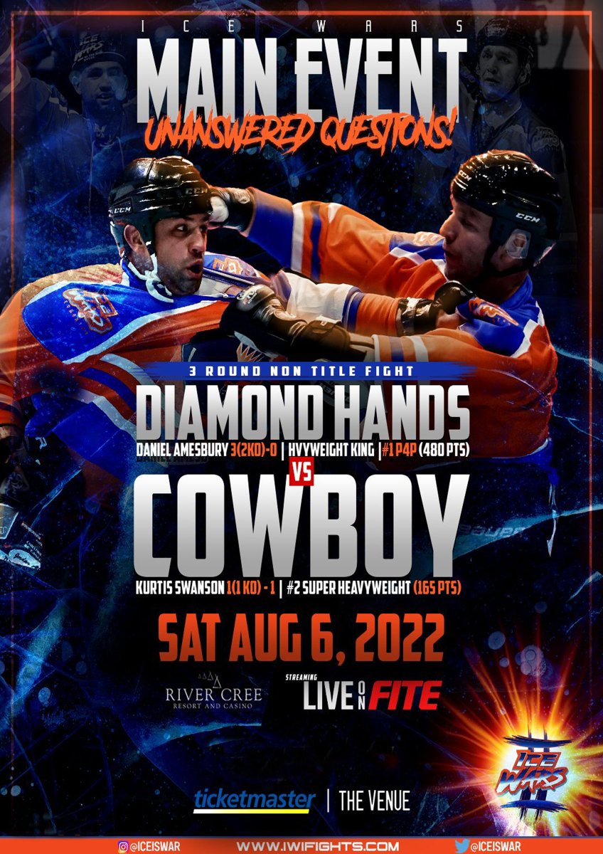 FIGHT WEEK 
<a href="/iceiswar/">iceiswar</a>  
Ice Wars 2 
August 6th Edmonton Alberta 
River Cree Casino 
@FiteTV ppv $19.99