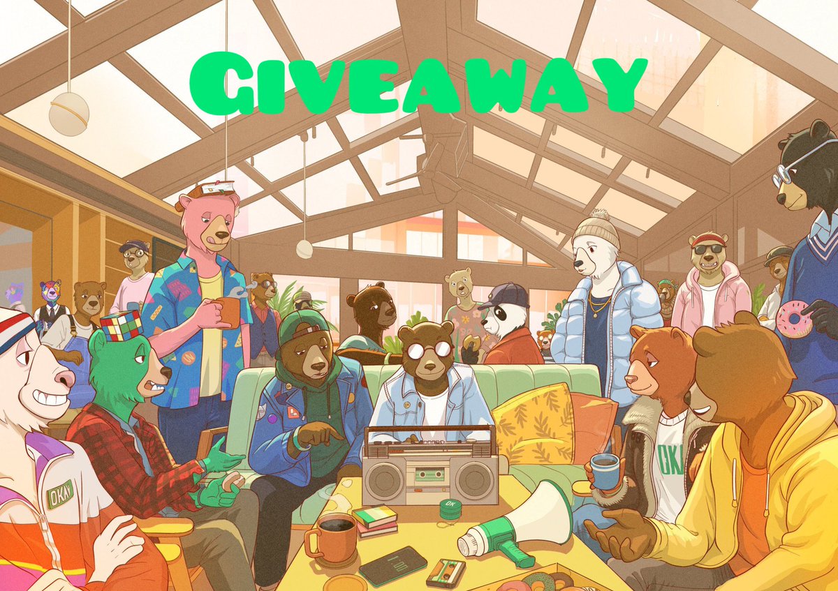 Giving away 2x Okay Bears NFT 🐻‍❄️

Floor price is 64 $SOL 🐻

To enter:

- Follow with 🔔
- Like &amp; RT ✅
- Tag friends 🤝

(48 hours ⏰) WAGBO 🧸