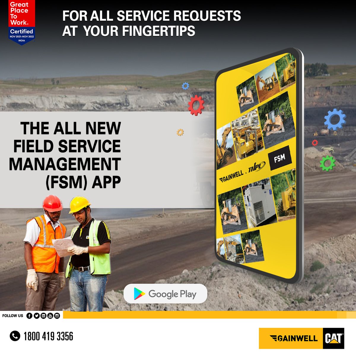 gainwellcat's tweet image. The All New FSM App: For all service requests at your fingertips.

Visit bit.ly/33a97o0 from  your mobile to download FSM or call us on toll free no. 18004193356 to know more.

#GainwellCAT #FSMApp #EServe #GainwellCustomerApp #FieldServiceManagementApp