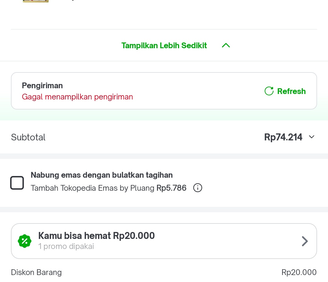 Halo min <a href="/tokopedia/">Tokopedia</a> <a href="/TokopediaCare/">TokopediaCare</a> , ini dari pagi 'Gagal Menampilkan Pengiriman' teruss? Kenapa ya? Jadi gak bisa lanjut bayar..