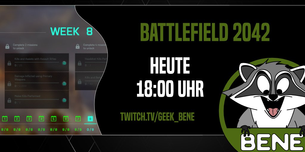 geek_bene's tweet photo. BF2042 - Season 1: Woche 8 ist fast zu Ende und ich habe mir die Boni noch nicht geholt. Das ändern wir heute Abend. Ich freue mich auf euch! :) https://t.co/xDIv9ppWe9 :) -- #streamer #gaminglife #twitch #twitchstreamer #gamer #live #twitchaffiliate #Battlefield2042 https://t.co/b26lQP1wzI
