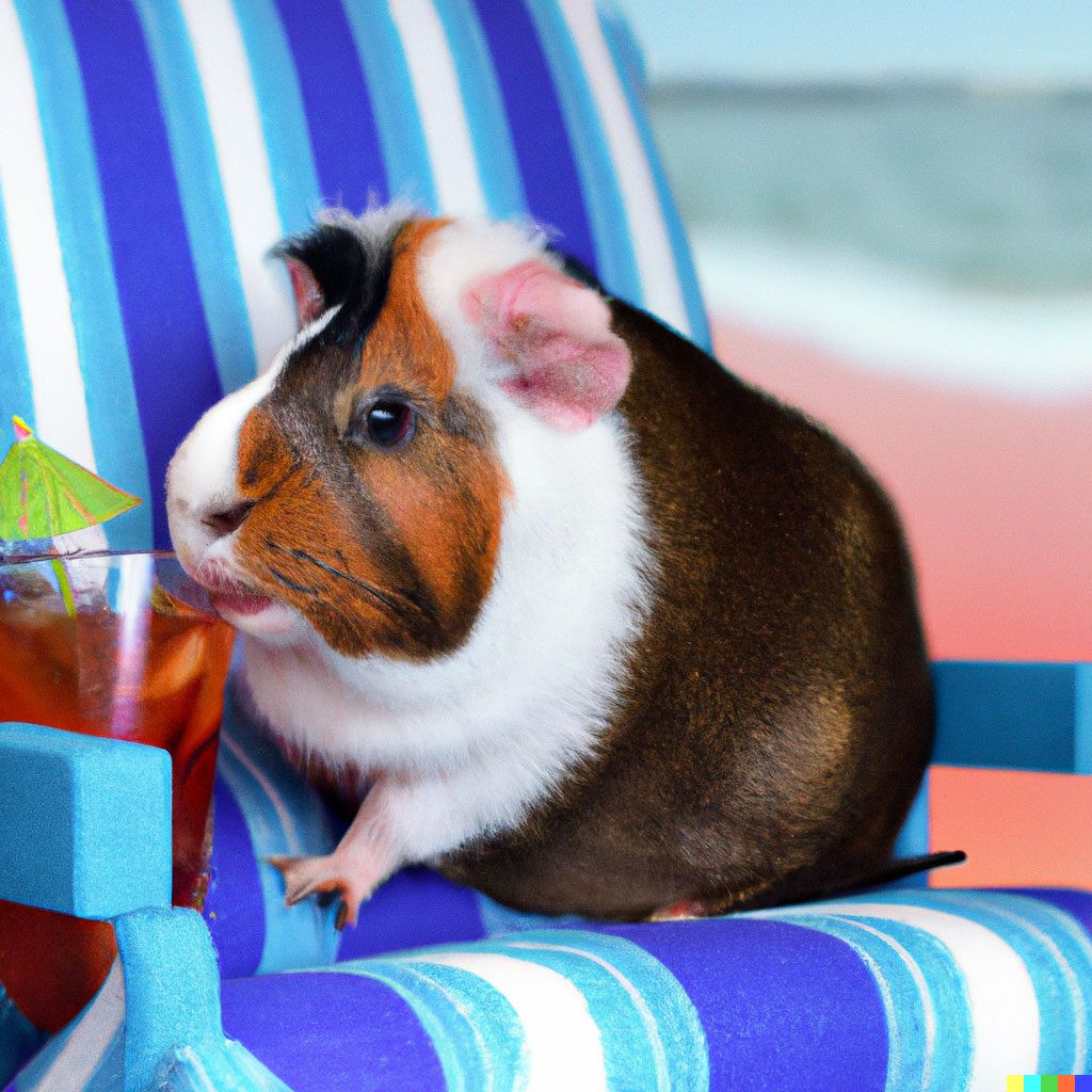 gsingelmann's tweet photo. A friend suggested “A Guinea Pig in a Deckchair on an Ocean Liner with a cocktail” https://t.co/NfjU7VonQF
