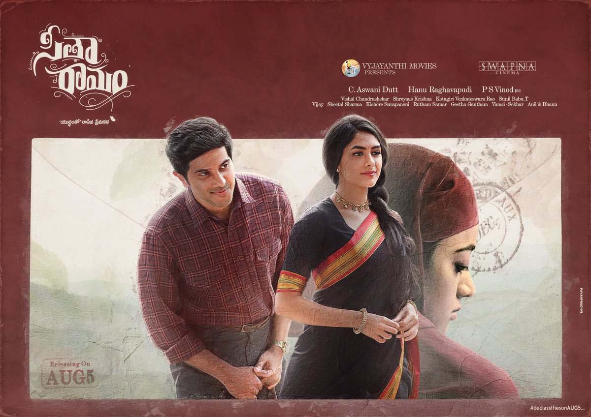 Fanmade Poster Design #SitaRamam  💕

@dulQuer @mrunal0801 @iSumanth
@iamRashmika @hanurpudi @Composer_Vishal @AshwiniDuttCh @VyjayanthiFilms @SwapnaCinema
 #SitaRamamOnAug5 #SitaRamamFromAug5