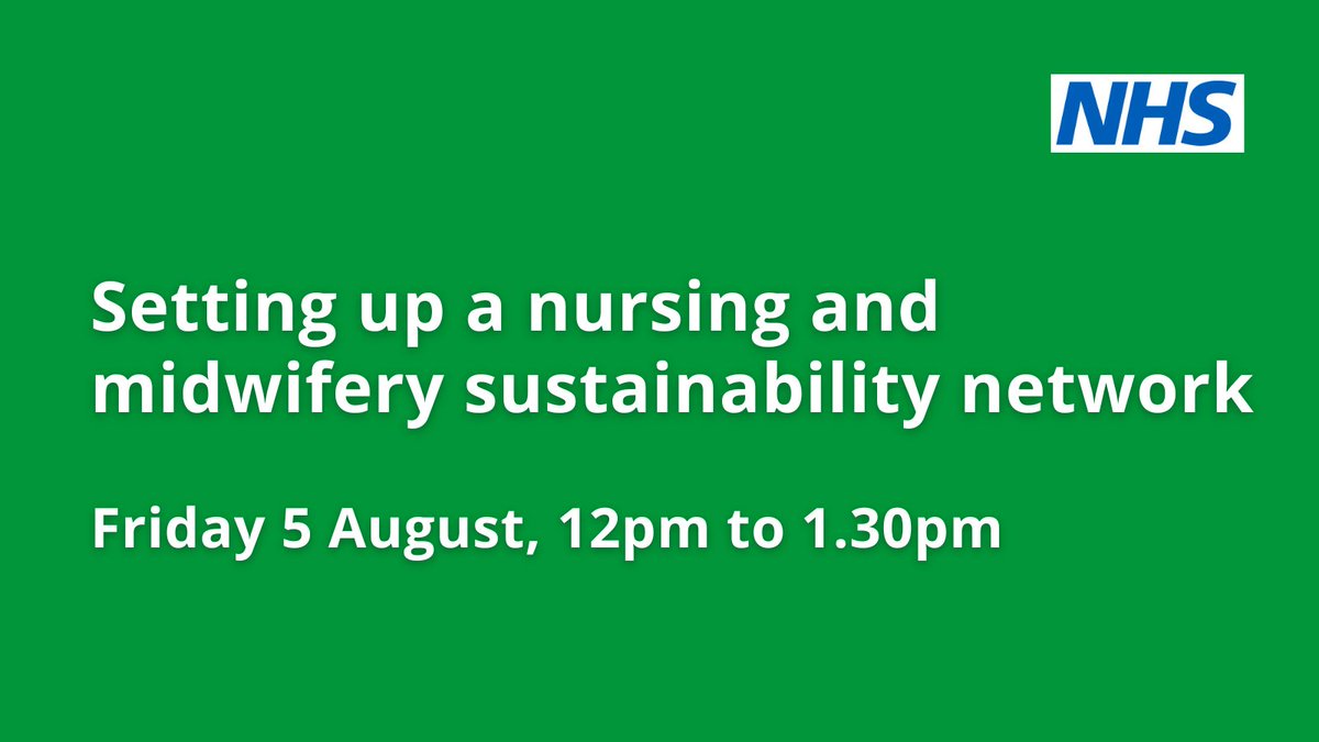 If you're a nurse or midwife and you're passionate about tackling climate change while improving care, join @pascale_blakey on Friday to share your thoughts on setting up a sustainability network for #teamCNO colleagues across the NHS in England.

👉 events.england.nhs.uk/events/setting…