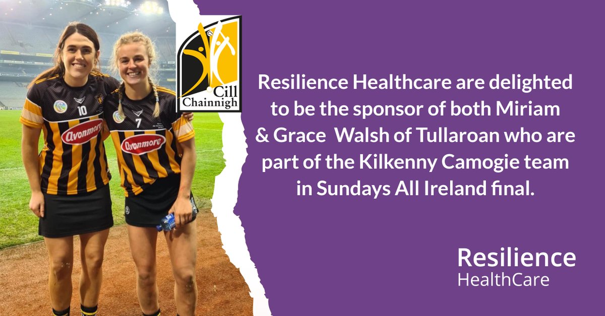 With a number of services in the Tullaroan area Resilience were delighted this week to come on board and sponsor two local players for the upcoming All-Ireland Camogie final. 

#GoodLuck