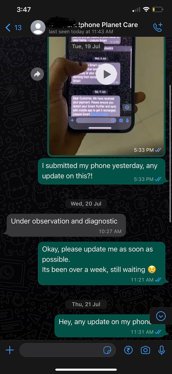 aayushi_johari's tweet photo. Apple- Worst Support Ever!
I have iPhone13 with some display issue, there is nobody to tell me what's the exact problem! Submitted 2weeks back, escalated multiple times, no proper update from support person, service/ repair center
@Apple @AppleSupport @tim_cook @parulmattoo @cue https://t.co/AbfWli89RU
