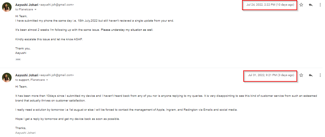 Apple- Worst Support Ever!
I have iPhone13 with some display issue, there is nobody to tell me what's the exact problem! Submitted 2weeks back, escalated multiple times, no proper update from support person, service/ repair center
<a href="/Apple/">Apple</a> <a href="/AppleSupport/">Apple Support</a> <a href="/tim_cook/">Tim Cook</a> <a href="/parulmattoo/">Parul Mattoo</a> <a href="/cue/">Eddy Cue</a>