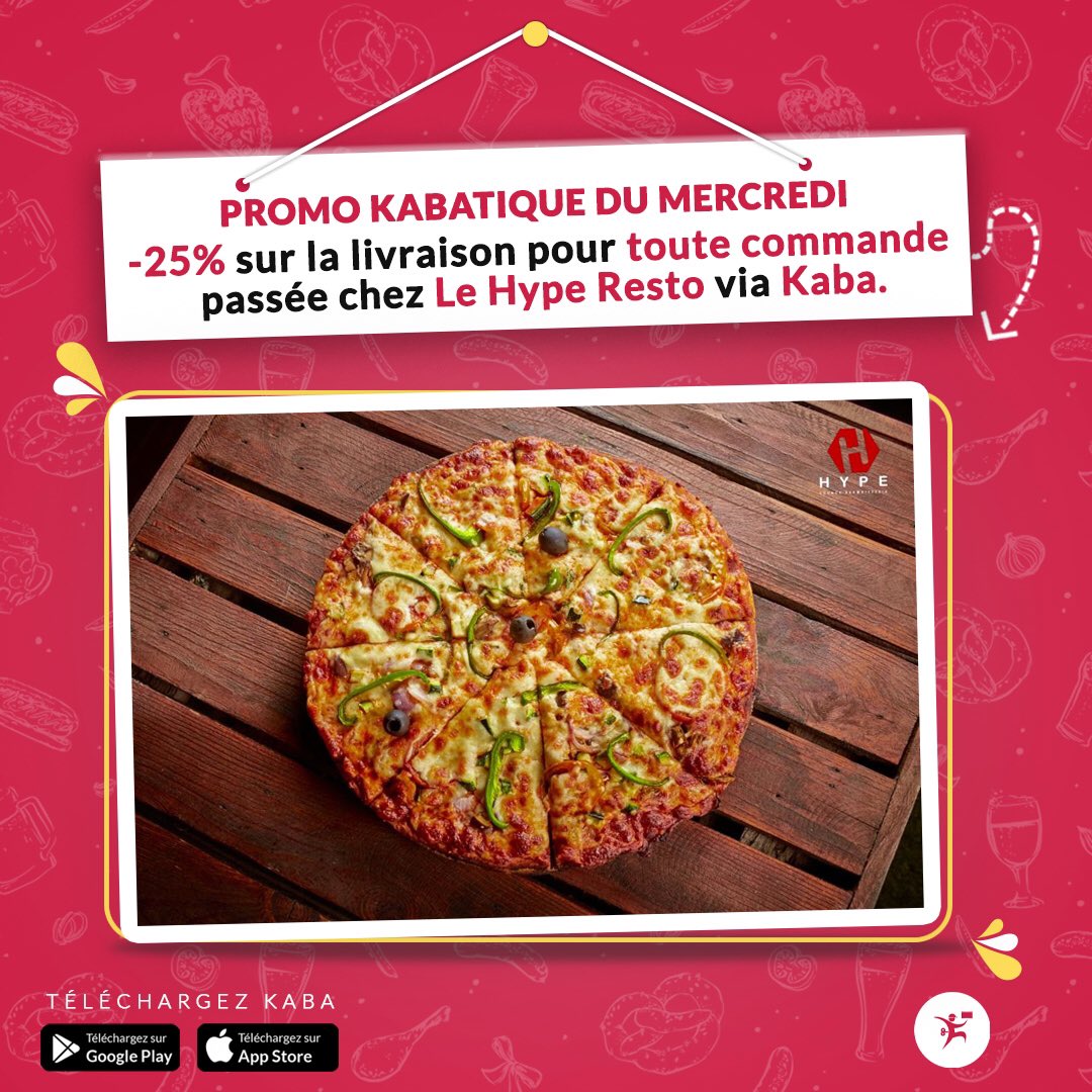 kabadelivery's tweet photo. 💥TOUS LES MERCREDIS💥, jusqu'au retour de Jésus, profite de 📌-25% sur les frais de livraison pour TOUTE commande passée chez @HypeLome l Le Hype Café Lomé et le Restaurant La Terrazza.
Alors, on te livre quoi?🍕🍰
#livraisonderepas #kabadelivery #tgtwittos #promokabatique https://t.co/LxsG1sqQTn