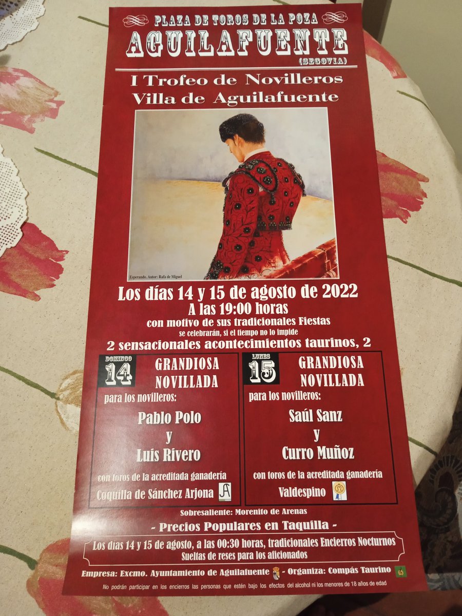 Lo que hemos pedido siempre en la tierra. Novilleros segovianos y ganaderías de garantías y con variedad. Apuntad las fechas: 14 y 15 de agosto en Aguilafuente