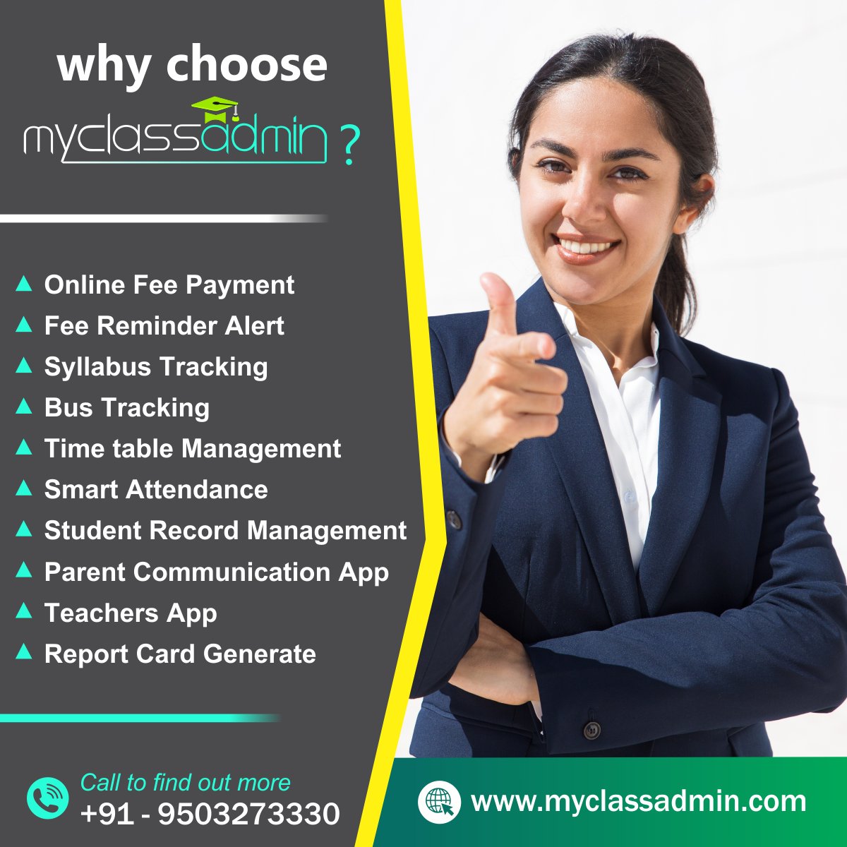 MyClass_A_dmin's tweet image. All in one  #ComprehensiveSoftware for your #School, #College &amp;amp; #EducationalInstitutes. Start your 10 days Free Trial.
Sign Up today at myclassadmin.com &amp;amp; Call Us at +91-9503273330 for more information.
Book a FREE Demo  myclassadmin.com/signin/schedul…

#classmanagementsoftware