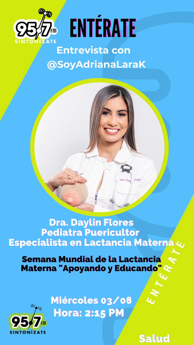 SoyAdrianaLaraK's tweet photo. Hablemos de lactancia materna gente. Hoy en #Entérate a través de @sintonizate957 #CiudadGuayana https://t.co/rVFa7ZXVpS
