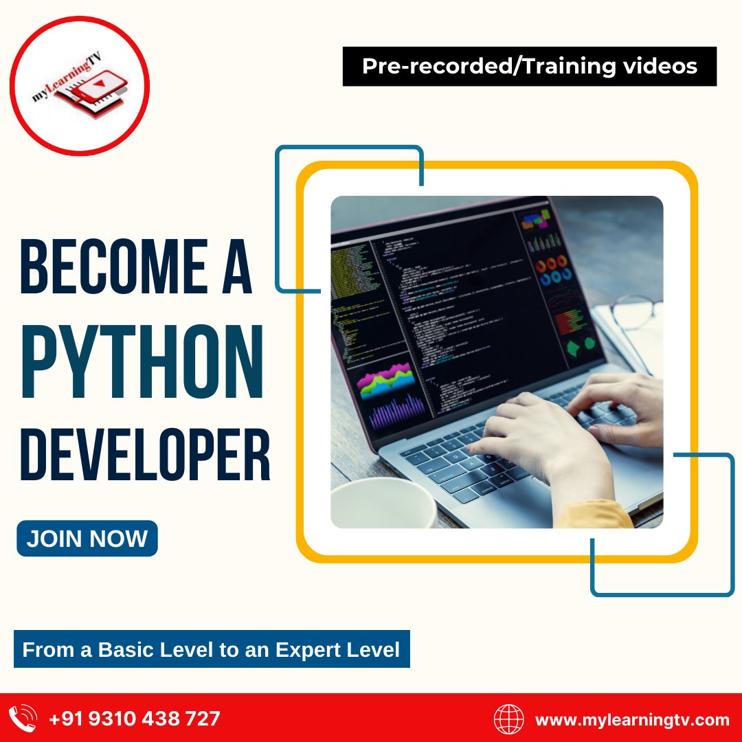MyLearningTV's tweet image. Join My Learning TV and grow your career as a Python programmer by learning new skills in a cost-efficient and flexible way. Hurry up and enroll now. We offer professional courses to help you learn more.
Visit here: mylearningtv.com
#pythonprogramming #joinpython