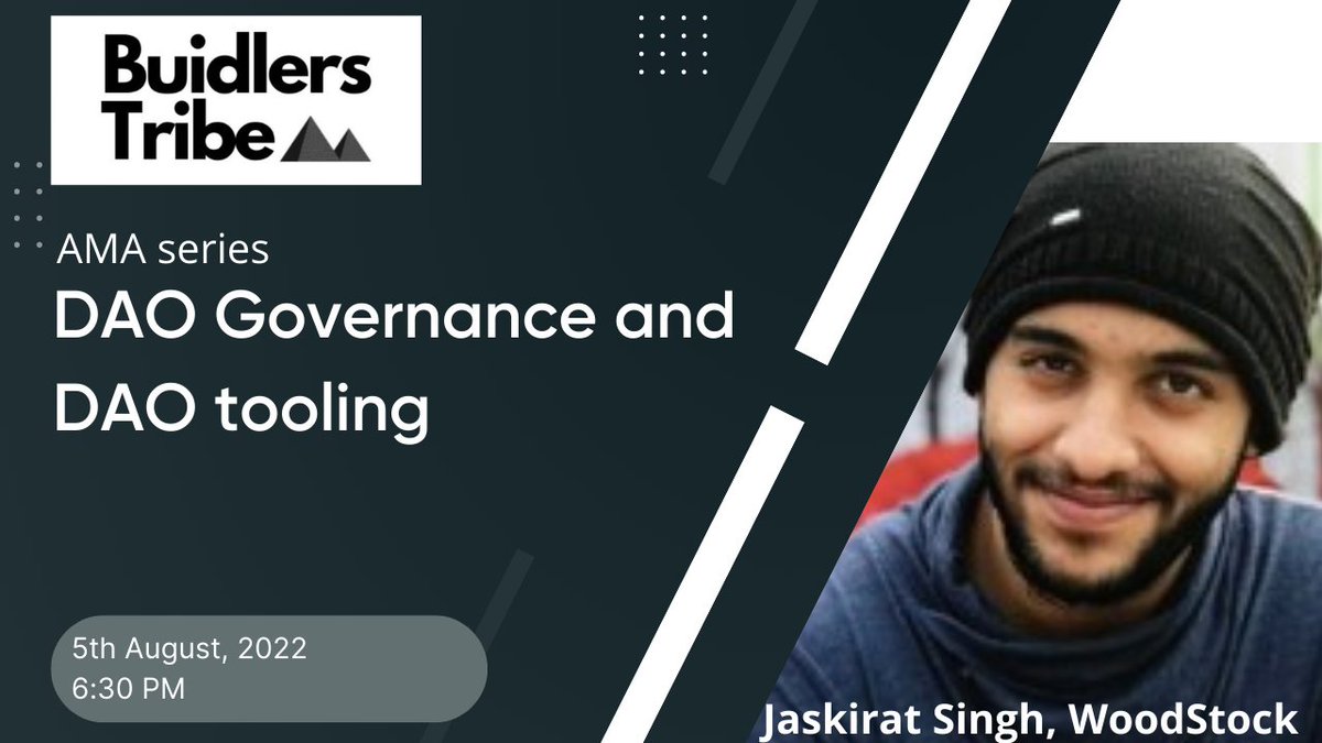 0xRabble's tweet photo. How do you DAO? 🤝🏾

- What does the journey of becoming a DAO look like?

- Why has DAO tooling not taken off yet?

Bring all your questions about DAO governance and tooling to the AMA session with @jas_jaski 
 (Woodstock) this Friday.

https://t.co/qQ5EYF2JYK https://t.co/stYnVvXAPF