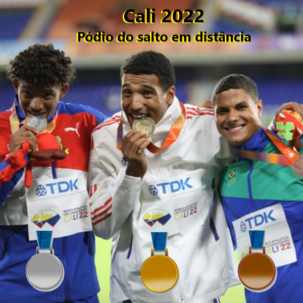 Até o último salto da final no Mundial de Cali, o jovem paranaense Gabriel Boza estava em 7º lugar (7m72). Porém, com seu melhor resultado do ano chegou a 7m90, apenas 1cm atrás do medalhista de prata, o cubano Alejandro Parada. Com 8m04, Erwan Konate da França foi o campeão.