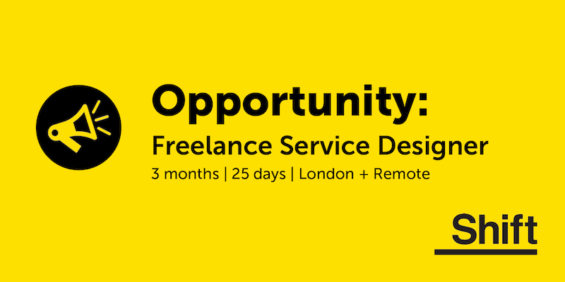 shift_org's tweet photo. Pls RT
🚨 Calling #ServiceDesigners 🚨
We're seeking an experienced freelancer to help design a new programme w/ @eBay to support social businesses
• £350-450 per day
• 2-3 days a week
• 29 Aug - 25 Nov
• London based (f2f & remote)
Info & apply 👉 https://t.co/oOpQc2SoMf https://t.co/owGeyRgaIN