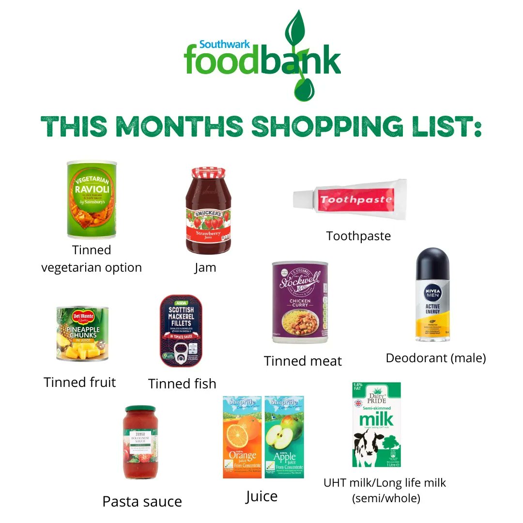 southwarkfoodbk's tweet photo. Hello, here is August’s shopping list. Please donate what you can, we really appreciate it. Share with friends, families and colleagues to see if anyone you know can donate items from our shopping list too. 
https://t.co/m0BQ2Tfekp #ThankYou https://t.co/TMoD20X2Gn