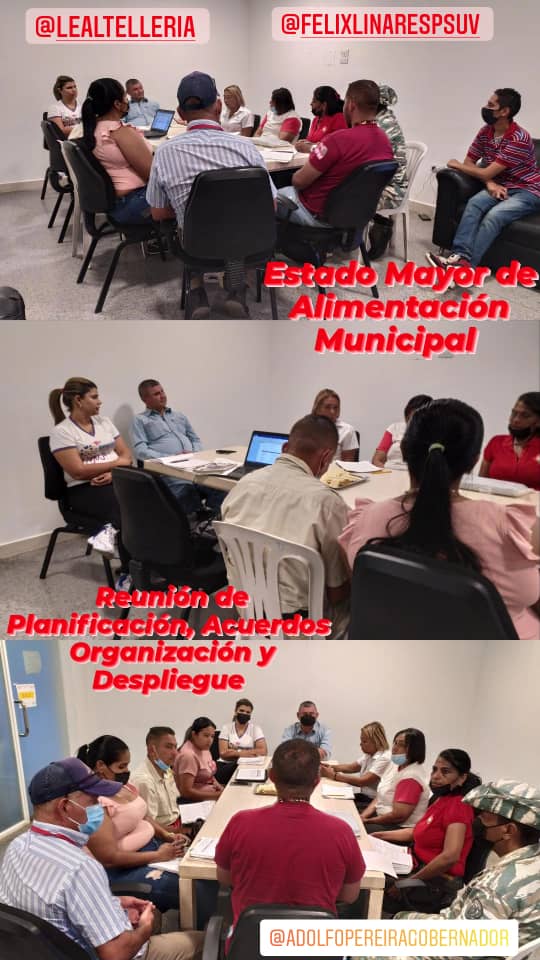 02/Ag. Estado Mayor Municipal de Alimentación con el objetivo coordinar próximas  acciones para garantizar las distribución de Alimentos de los Clap y los programas sociales cumpliendo instrucciones alcalde <a href="/felixlinarespsu/">felixlinarespsuv</a>
<a href="/AdolfoP_Oficial/">Adolfo Pereira Gobernador</a> <a href="/LealTelleria/">M/G Carlos Leal Tellería</a> <a href="/BernysPsuv/">BernysVargasPSUV</a> <a href="/Oliver_F92/">Oliver  Ramos</a>