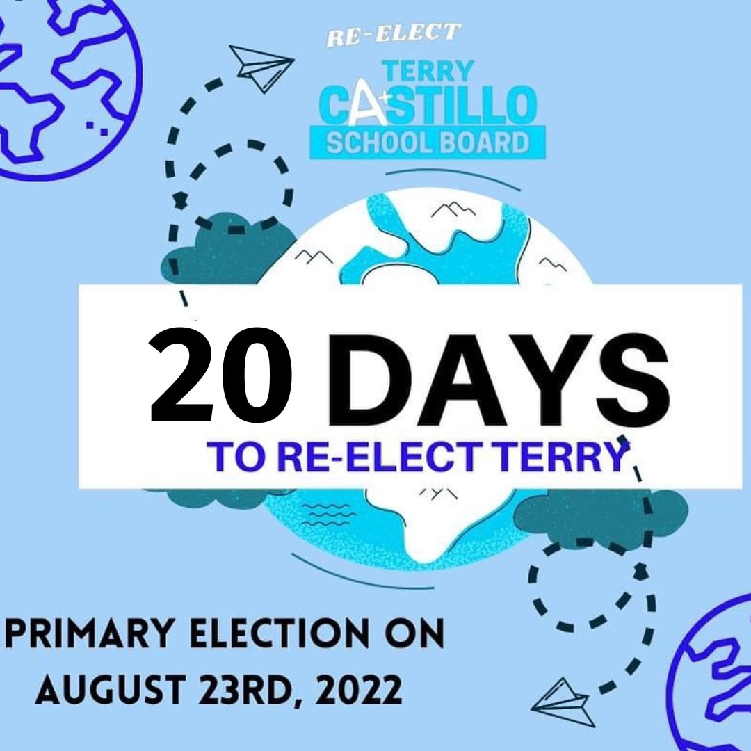 👉It's time to vote! Re-elect Terry Castillo.

👉Primary Election on August 23rd, 2022.

#vote #august #election #terrycastillo #osceola #osceolacounty #florida #unitedstates #school #schoolboard #schoolboarddistrict1 #beyondthedais #voting #votingmatters #primaryelection