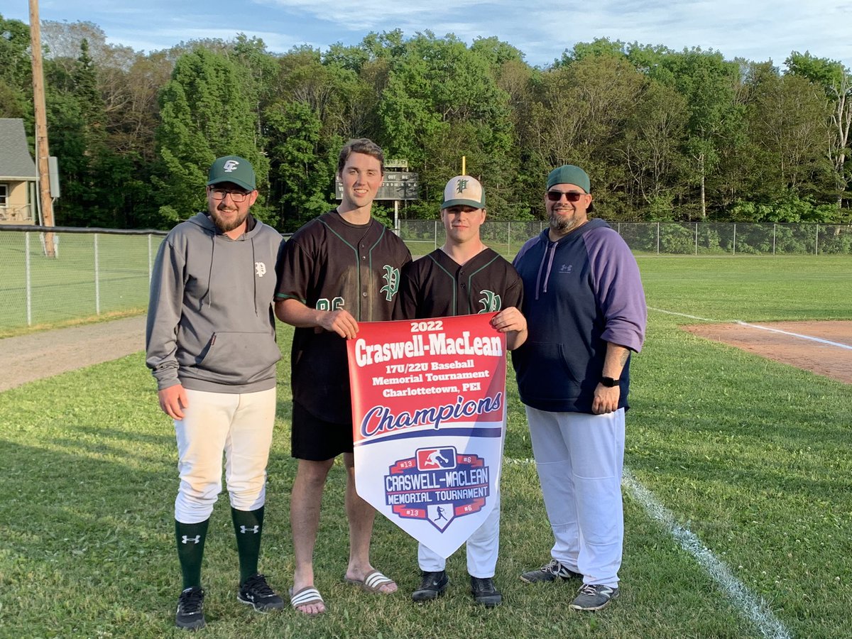 22UChevys's tweet photo. We would like to take a quick moment to wish our Chevys players/coaches that are a part of Team PEI this week at Baseball Canada 22U Men’s Nationals in Nova Scotia all the best.

Harrison Ramsay - Assistant Coach
Ben MacDougall
Parker Gallant
Gian Martinson - Head Coach https://t.co/3DKTz7PxuQ