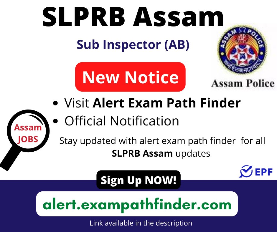 sakshim13399350's tweet photo. Notification Released!
Click here to check details with official attachments - https://t.co/WLzWcJYX3t

Stay connected with #alertexampathfinder for all latest updates of #Govtexam and #govtjob 

#assampolice #SLPRB #subinspector #SI https://t.co/ZibKdU36cW
