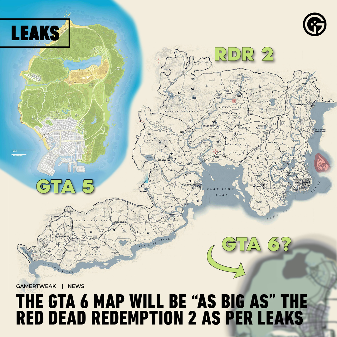 GTA 6 leaked map is enormous compared to GTA 5's