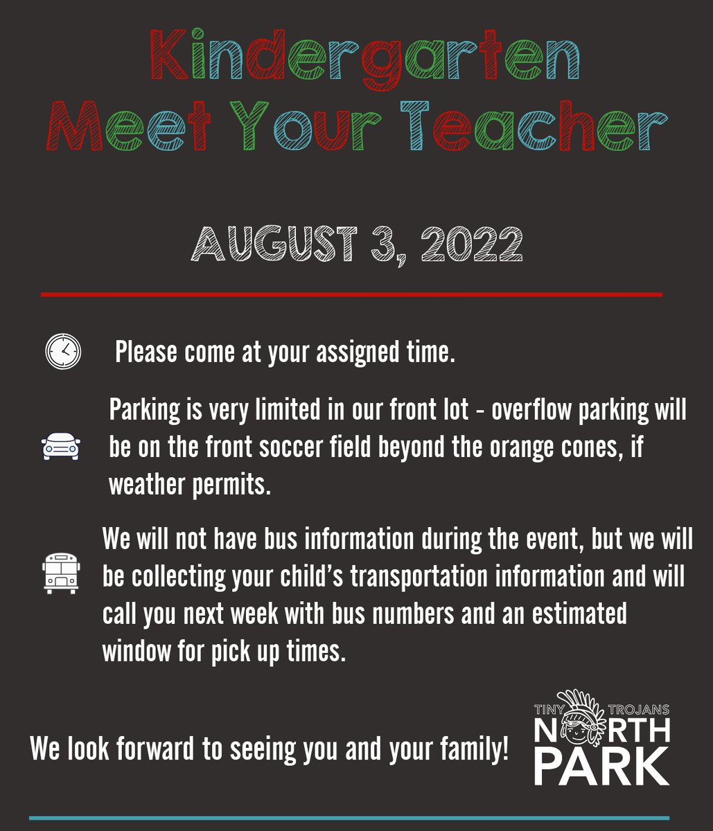 Tonight's the night, #TinyTrojan families! We can't wait for you to Meet Your Teacher! Please come at your assigned time. You can pick up car rider tags (photo ID required), visit with the school nurse, drop off health records, and tour the building. #HCSBetterTogether