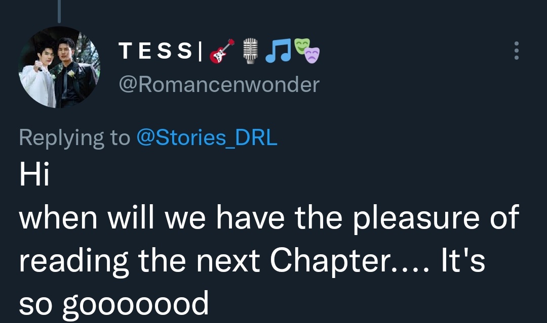 Stories_DRL's tweet photo. That's why I love comments, this is the greatest reward 😍🥺.
So tomorrow is #KinnPorschethirstday so I will post a small excerpt of chapter 2 aka just the smut version in a temporary file on my personal website (Wordpress).
If you wish to be tagged tomorrow, just reply ✨️😘❤️ https://t.co/YCGEK5tFFv