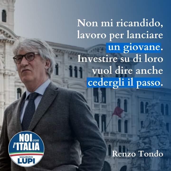 Sono l'unico che ha investito sui #giovani, cedo il passo volentieri. La coalizione è forte? Prendo in prestito una massima di Andreotti: "Io non mi sento un gigante, ma vedo quello che c'è attorno a me". <a href="/renzotondo/">RenzoTondo</a>  

💙 Grazie di tutto Renzo.

 #torniamoafarepolitica