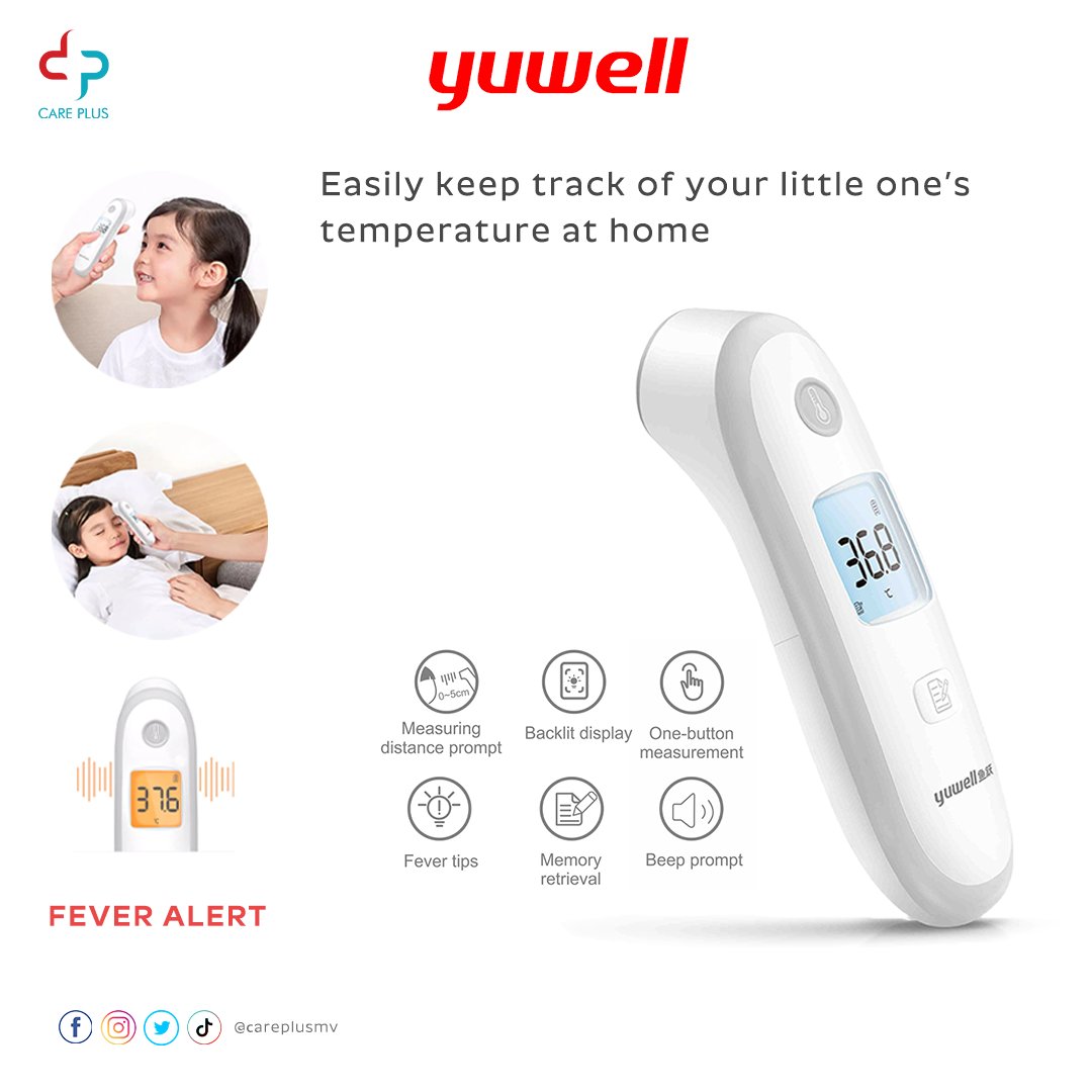 careplusmv's tweet photo. Yuwell - Non-Contact Infrared Thermometer · One-button measurement with fever alert. #careplusmv #yuwell #thermometer #babycare #Fever https://t.co/mTgcYlfJTx