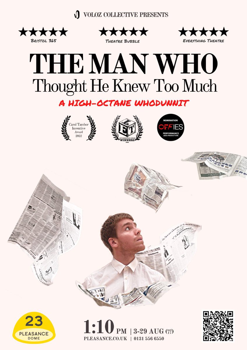 VolozCollective's tweet photo. The Man Who Thought He Knew Too Much is coming to @edfringe 3-29th Aug! Come find us in Jack Dome at 1:10pm for a cinematic, acrobatic (and very sweaty) high-octane whodunnit. 

🎟 https://t.co/o42jTmGBrb

See you there! 

#TheManWho #PhysicalTheatre #EdFringe2022 
@ThePleasance https://t.co/ON5Qd3yJfw