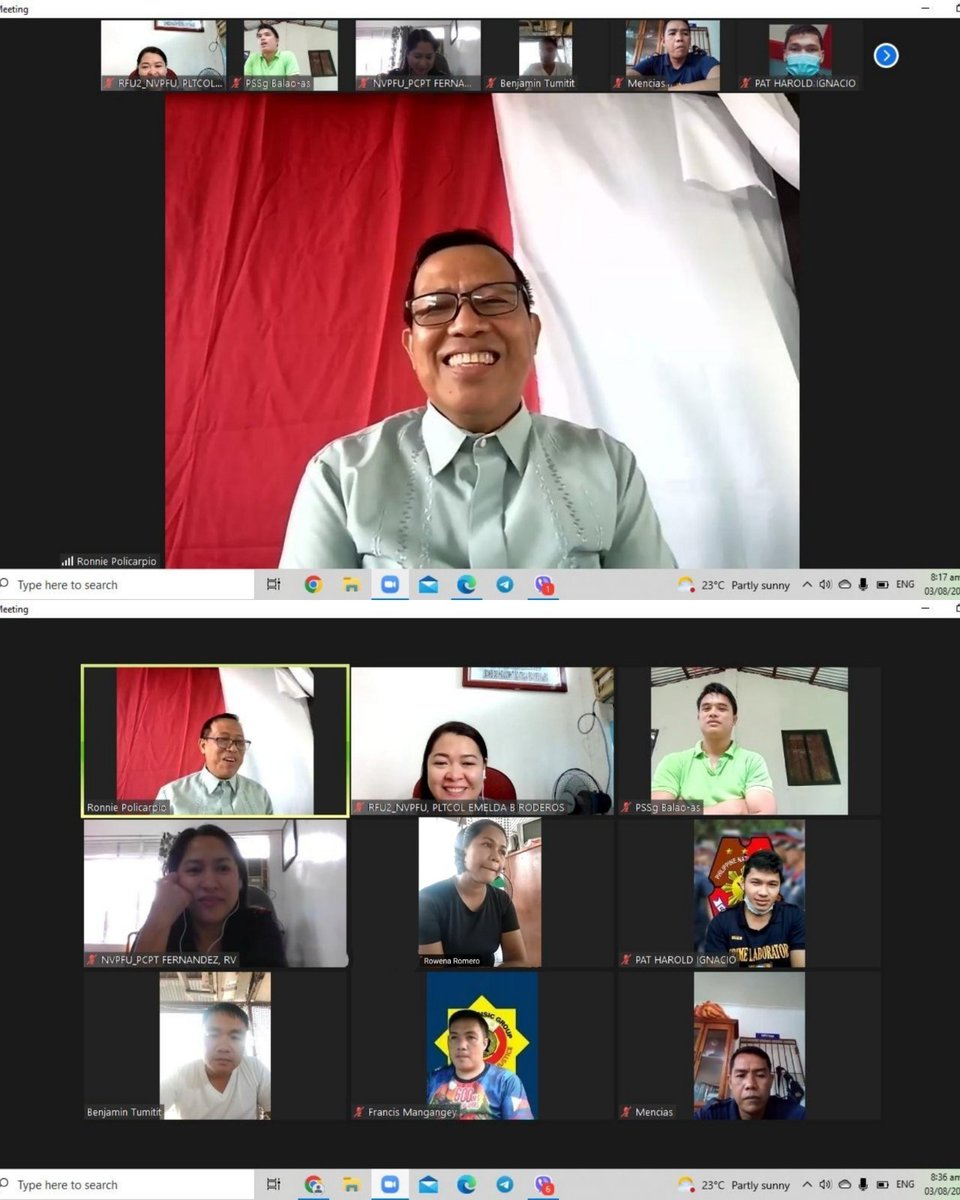 nvpclo's tweet photo. August 3, 2022, NVPFU personnel, w/ Life Coach Rev. Ronnie G Policarpio from Jesus Our Banner Ministry, conducted (SWIM) via Zoom app focused on the topic "Respect for Marriage and Family" as stated in PNPM-CHS-NSU-04-02-2019 Chapter 2.9.
#PNPKakampiMo 
#restorativeapproach https://t.co/uQ0WoaEnrv