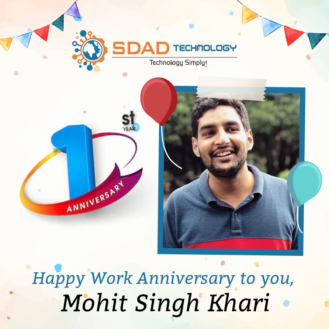 SdadTechnology's tweet photo. Congratulations Mohit for completing a successful year with SDAD Technology. We are proud and privileged to have you here.
#sdadtechnology #workanniversary #year #success #worklife #workacholic #grateful #hardwork #teamwork #celebration #congratulations #team #worklife https://t.co/UtYQL8gcMV
