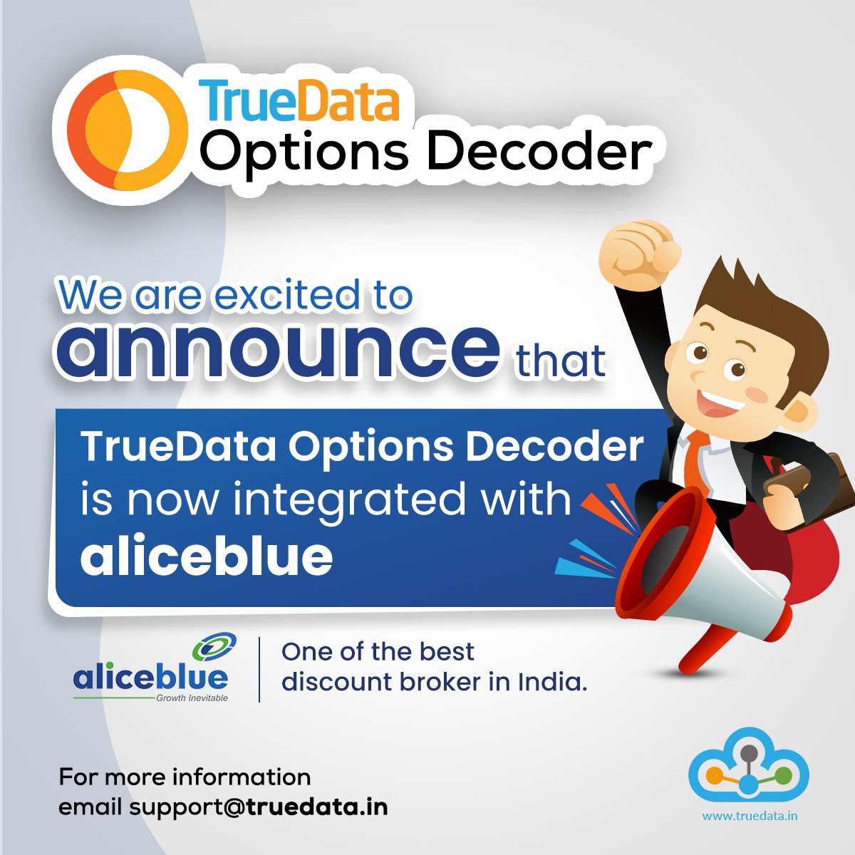 truedata1's tweet photo. 🔥📣 TRUEDATA OPTION DECODER
💁‍♂️We are excited to announce that, TrueData Options Decoder is now integrated with Aliceblue - One of the best discount broker in India.
📌 Visit https://t.co/fTOzNOnUcC
#TrueData #optiondecoder #Aliceblue #analysisapplication #FutureAnalysis https://t.co/5QvGpbNAVK
