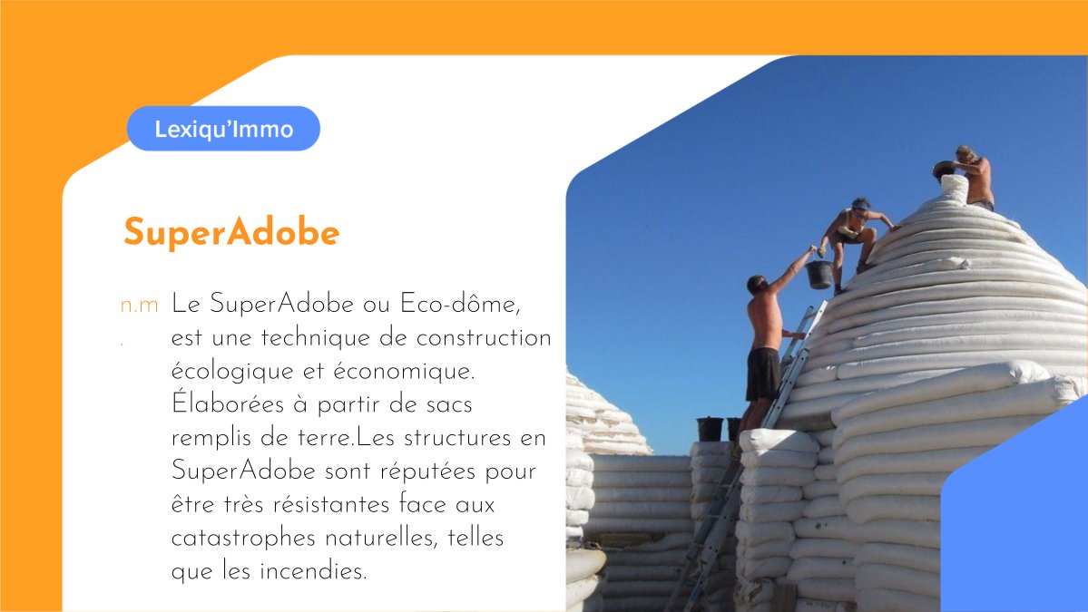 cles_inno's tweet photo. [ #LexiquImmo 💬]
Aujourd'hui, nous parlerons de la technique #SuperAdobe  😀
Elle consiste à empiler des sacs remplis de terre , les uns au-dessus des autres selon l’#architecture désirée. 
Des fils barbelés sont utilisés pour maintenir chaque étage de l’éco-construction👇 https://t.co/7THV7qX6TF