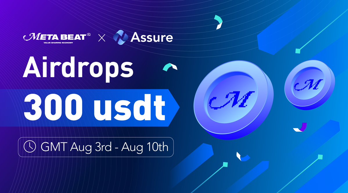 Assure_pro's tweet photo. 🎁#AssureJointAirdrop 
📢Assure &amp; @MetaBeatOffl #Airdrop Ongoing
🪙$300 USDT for 60 winners
⏰Aug 3rd--10th, 2022

✅Follow @Assure_pro &amp; @MetaBeatOffl
✅Join https://t.co/78uz1KetAC 
✅RT + @ 3 friends 
✅Fill form: https://t.co/umU7xSPFYQ

GO! GO! GO!
 #Web3 #cryptocurrency https://t.co/CO54jdQlVc