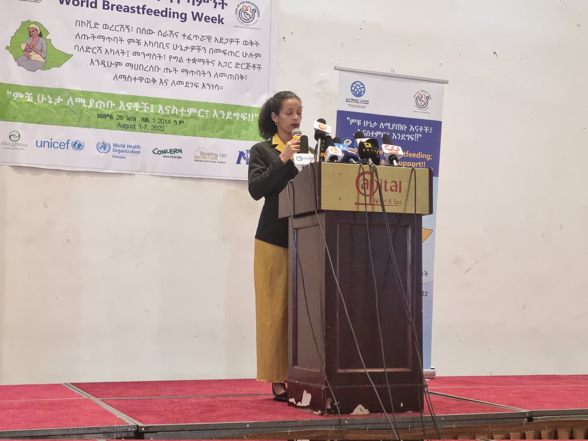 israel_hailu's tweet photo. Honored to make keynote speech representing @SUN_EthiopiaCSO. Opening speech made by H.E Dr Meseret @dr_zelalem, welcoming speech by @HDarsene, keynote speech by @UNICEFEthiopia D/ Rep @National level World #breastfeeding week celebration held in #Ethiopia on August 3, 2022. https://t.co/tWE6II6n2I