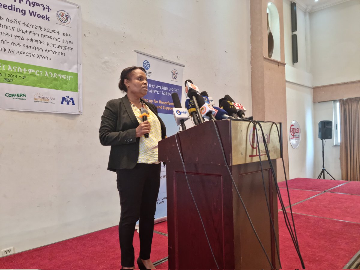 israel_hailu's tweet photo. Honored to make keynote speech representing @SUN_EthiopiaCSO. Opening speech made by H.E Dr Meseret @dr_zelalem, welcoming speech by @HDarsene, keynote speech by @UNICEFEthiopia D/ Rep @National level World #breastfeeding week celebration held in #Ethiopia on August 3, 2022. https://t.co/tWE6II6n2I