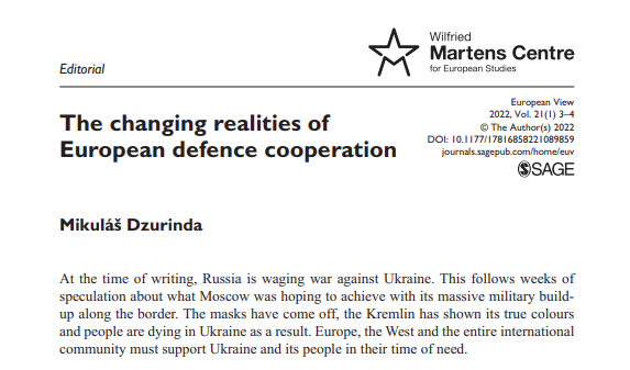 MartensCentre's tweet photo. 🇪🇺👀We propose you a series of exciting reads for the summer, starting with the editorial of our latest #EuropeanView by @MDzurinda ➡️https://t.co/XcbhuKnrWY

"The Kremlin's #WarInUkraine has reminded Europeans that peace on the continent cannot be taken for granted" #HappyMonday https://t.co/fb7Rd8HXOh