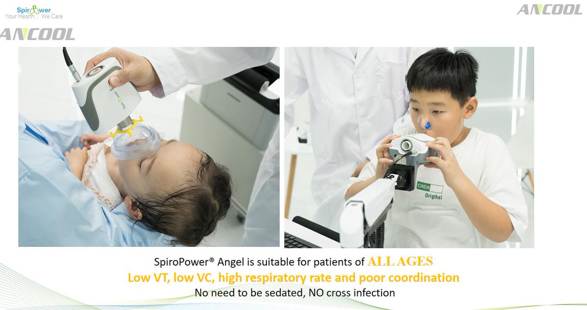 DorisCh97362951's tweet photo. SpiroPower® Angel is suitable for patients of ALL AGES, above 2kgs newborn baby

Low VT, low VC, high respiratory rate and poor coordination

 No need to be sedated, NO cross infection https://t.co/QYR3uQNsLG