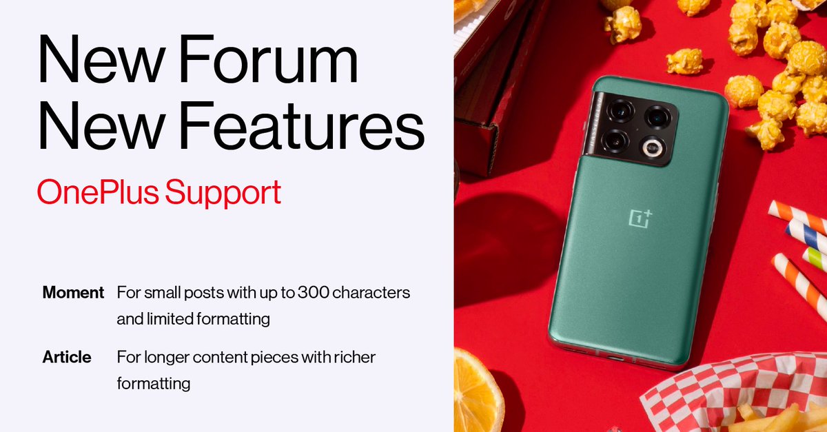 Your favorite OnePlus community space recently got upgraded. 🙌 Introducing Moment and Articles, visit community.oneplus.com to try it out!